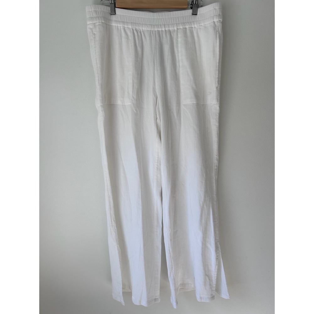 Vineyard Vines Womens White Gauze Pull On Wide Leg Pants Size L Coastal Luxury